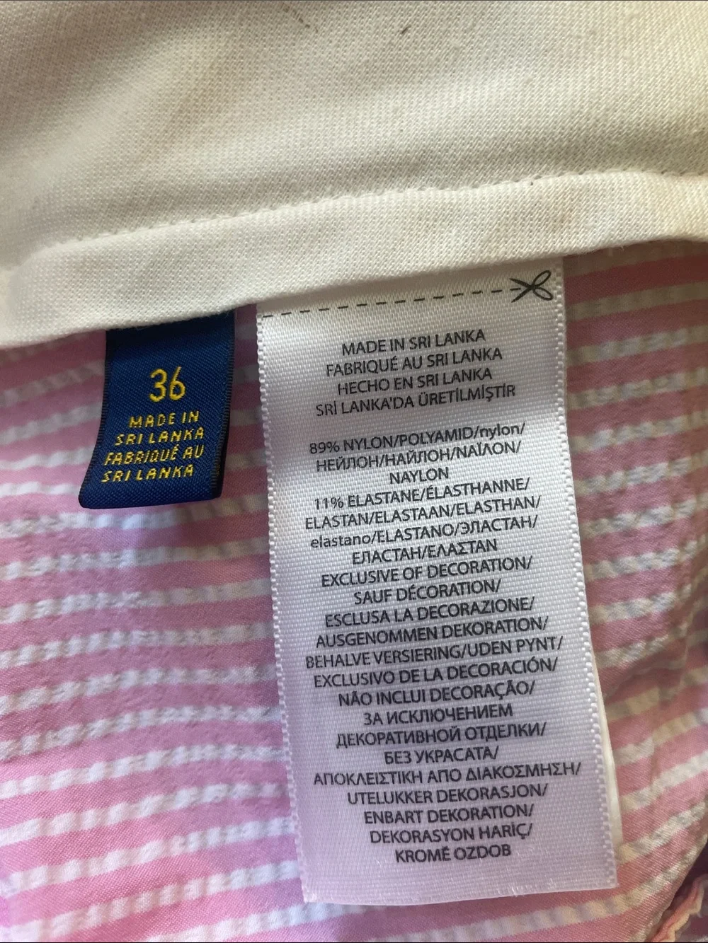 Polo Golf by Ralph Lauren Pink Striped Seersucker Flat Front Shorts Waist 36